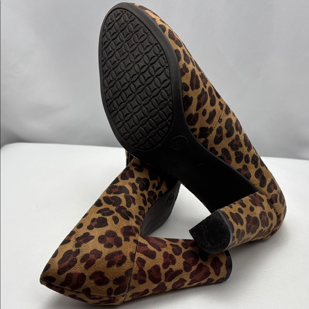 Merona Etta Bold Statemen Women’s Sz8.5 Tan/Brown Leopard Print Chucky Heel #252